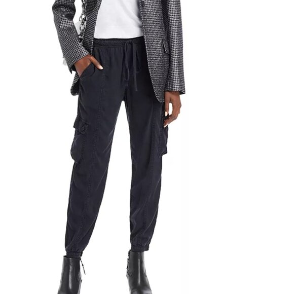 BELLA DAHL Cropped Cargo Track Pants / Black / Small - Picture 1 of 5